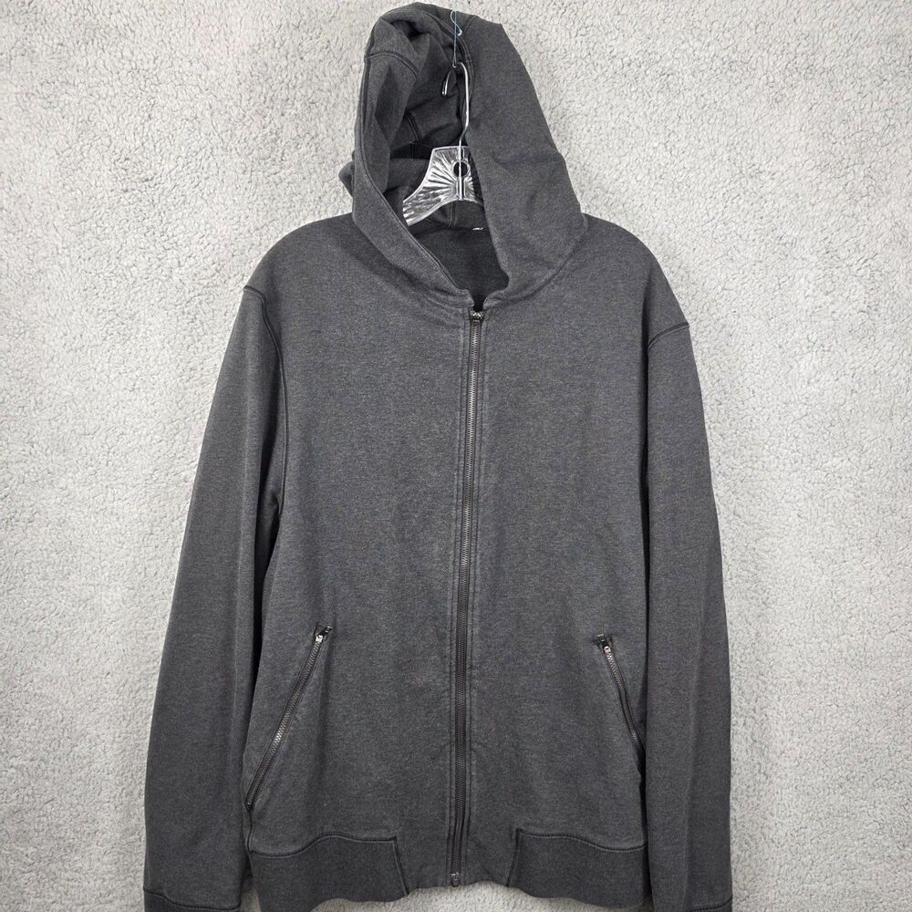Lululemon Mens Cross Cut Hoodie Heathered Gray Full Zip Stretch Sz L